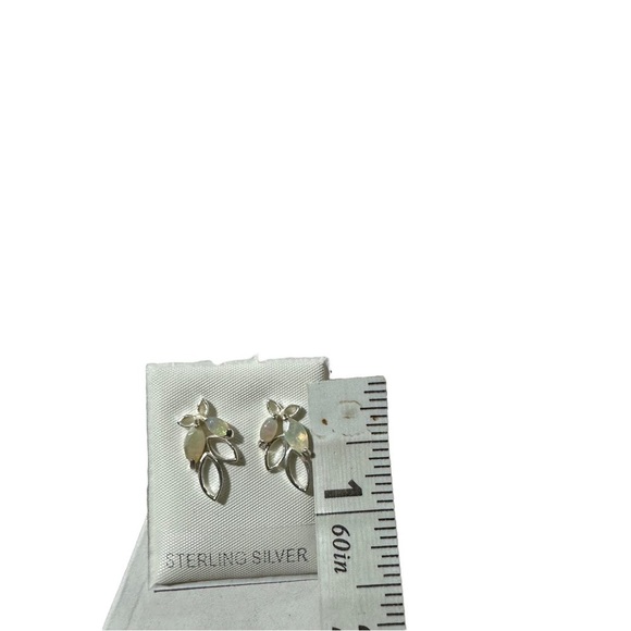 Artisan Crafted Sterling Silver Leaf & Ethiopian Opals Earrings Pierced Ears NIP - Picture 7 of 10